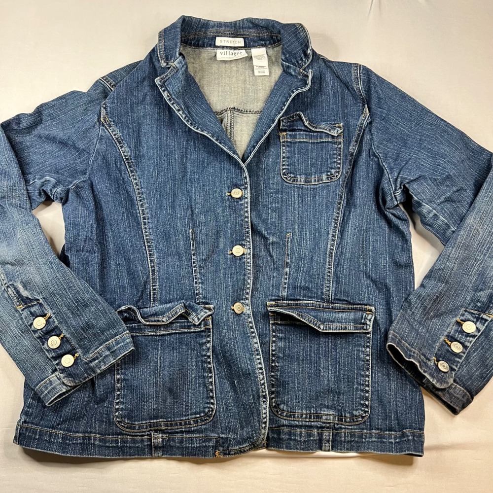 Liz Claiborne Villager Womens Jean Denim Stretch Jacket | Size 16W